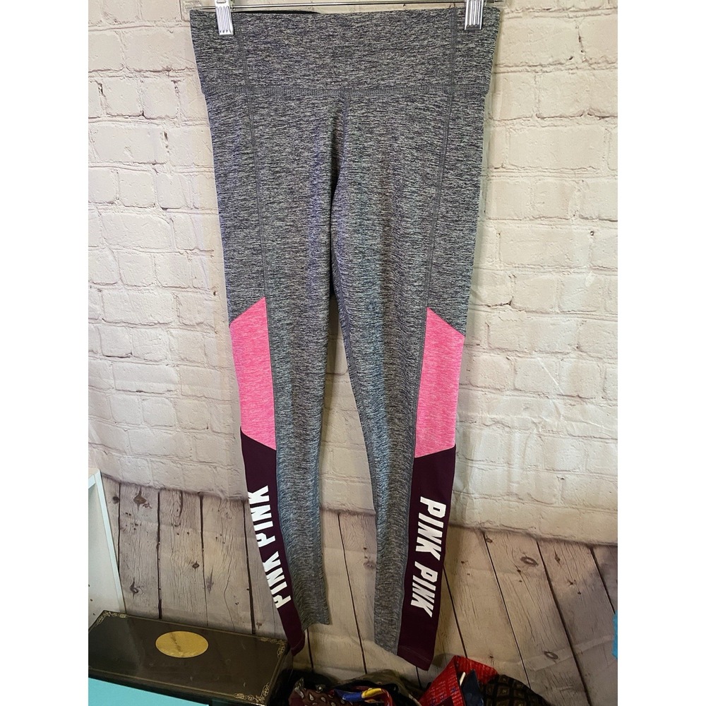 PINK VICTORIAS SECRET ULTIMATE GREY PERFORMANCE YOGA MESH LEGGINGS WOMENS XS